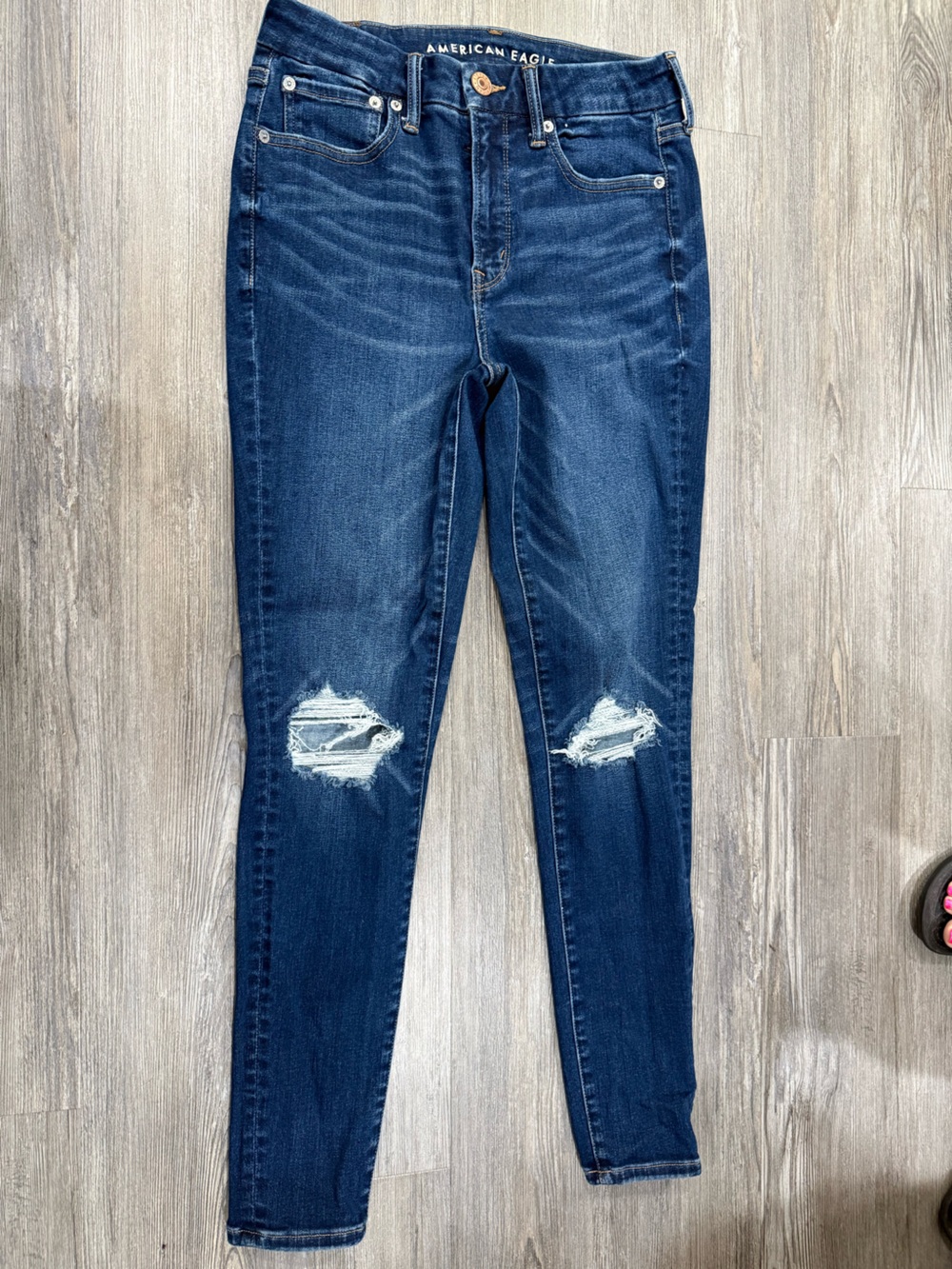 American Eagle Outfitters Dark Blue Ripped Skinny Jeans